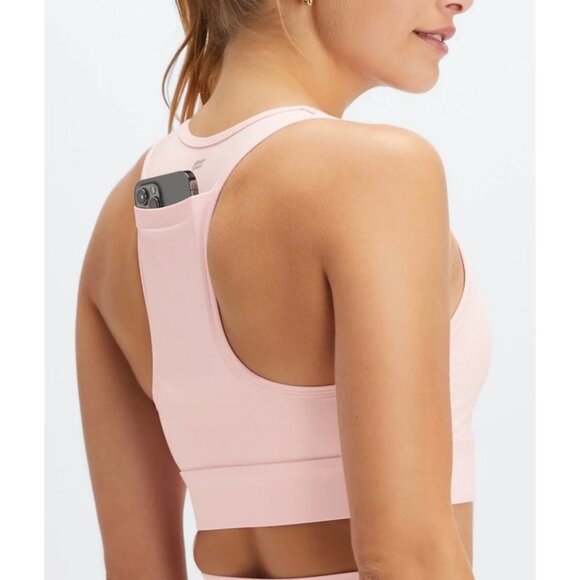 •SOLD•FABLETICS Light Pink On-The-Go Medium Impact Racerback Sports Bra Medium - Picture 2 of 8